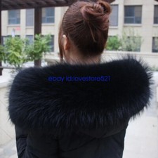 Schwarz groß Echt Pelzkragen