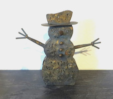 ?Gartenfigur Schneemann mit Windlicht Skulptur Dekofigur Edelrost Gartendeko?