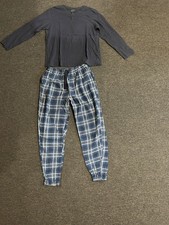 Pyjama, Schlafanzug für Männer/Jungen, Gr. M blau kariert - wie NEU