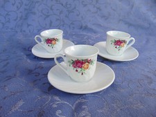 Espresso/Mokkatassen SET 3 mit Rosendekor von Schloß Amalienburg Markemporzellan