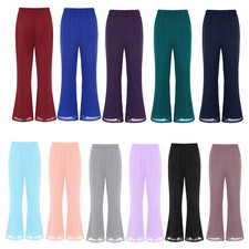 Frauen Flared Bottoms Abend Hosen Party Hose Chiffon Schlanke Hose Pillingfrei