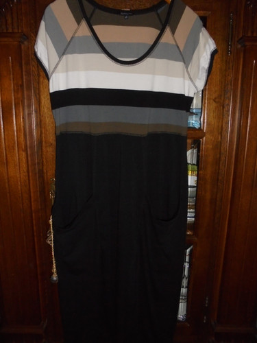 Damenkleid schwarz streifen - schwarz,