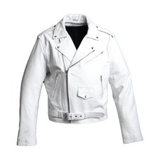 Herren Lederjacke Brando echtes Leder weiß Größe S