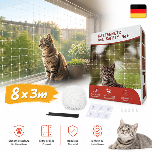 Katzennetz 8x3m ohne - ohne, bohren