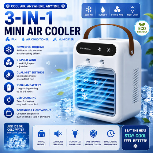 Tragbare mini klimaanlage 3in1 - tragbare,