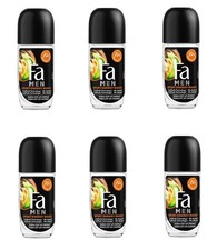 6x FA MEN SPORT ENERGY BOOST ANTITRANSPIRANT DEODORANT ROLL ON ENERGIZING 6x50ML