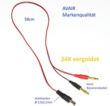 2x Ø 4mm Bananenstecker auf Ø 5,5 x 2,1 mm Hohlstecker Adapter Kabel Marke AVAIR