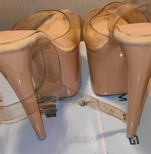 Beige tabledance high heels - high,