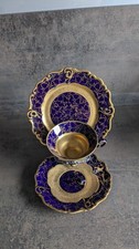 3 tlg. Prunk Sammelgedeck Sammeltasse echt Kobalt Illmenau Graf von Henneberg 