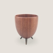 Teak Holz Schale mit Messing