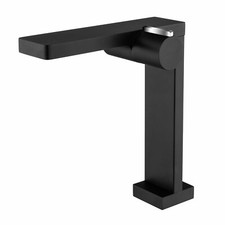 Design Waschtischarmatur Badarmatur Hoher Auslauf Wasserhahn Schwarz/Chrom