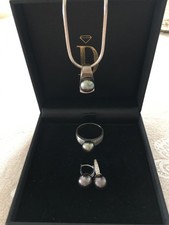 Tahiti Perlenset 3 tlg. Silber und Weissgold 