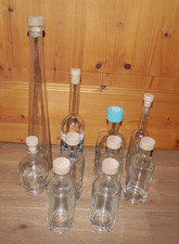 10 Leere Glasflasche Likörflaschen Saft Glas Flaschen mit Korken Schraubverschl.