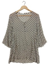 JOACHIM BOSSE STYLE Transparenz-Bluse Damen Bluse Gr. DE 38 wollweiß-blau