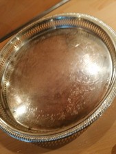 Altes rundes versilbertes Tablett groß ca. 34 cm