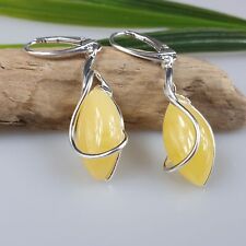 Weißer Bernstein Ohrringe