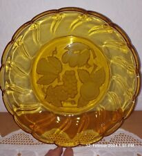 Sehr alte Obst Schale um 1920 Art Dèco bernstein 27 cm geschliffen Trauben TOP