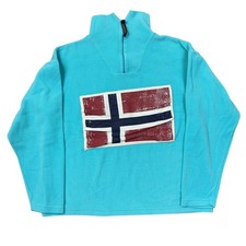 Napapijri Fleecepullover 1/4 Zip Wandern Walking Sweater Blau Herren Large