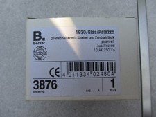 Berker 3876 Drehschalter Knebel Zentralstück Serie 1930 Polarweiß Aus/Wechsel