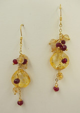 Citrin,  Granat - Ohrringe