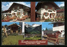 Ansichtskarte Oberstdorf, Zierbrunnenschnitzerei Thaumiller, Walserstraße 28 