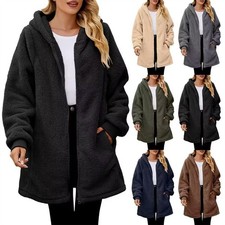 Damen Warme Plüsch Mantel Fleece Fleecejacken Coat Jacke Winterjacke DE