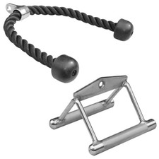 Seilzug Set - Parallelgriff schmal + Trizeps Seil | Seilzugggriff Kabelzuggriff
