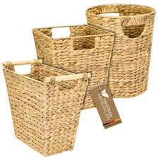 HMF Papierkorb Mülleimer Büro geflochten aus Wasserhyazinthe Blumentopf