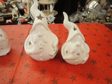 Weihnachten 2 x Wichtel weiss Porzellan Kerze Windlicht 20/15cm wie neu