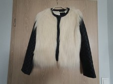 Amisu  Damen Jacke schwarz/ecru  Fell , Fellimitat , Kunstleder   Gr. 38