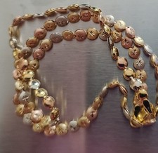 Plättchen Kette 585 / 14 Karat Tricolor Gold 45 cm 