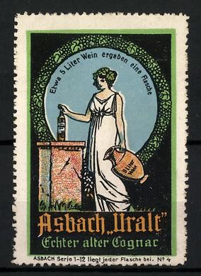 Reklamemarke asbach uralt - reklamemarke,