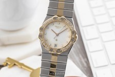 Chopard Stahl / Gold MOP Diamanten Medium Size Ref. 8023 B&P 1985 Klassiker