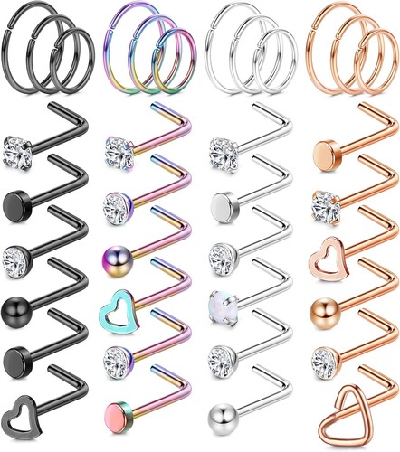 36pcs 18g 20g nasenpiercing - 36pcs,
