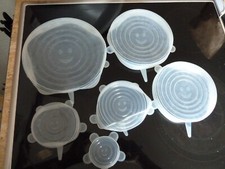 6 Stretch Silikon Frischhalte Deckel Universaldeckel dehnbar wiederverwendbar