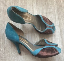Pumps - Peep Toes türkis/braun echtes LEDER - Wildleder von Buffalo Größe 40,5