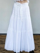 Maxirock weiß Spitze Plissee