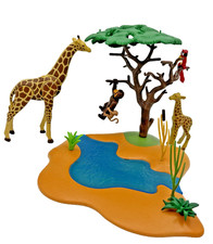 Playmobil Giraffe Affe mit Jungtieren Wasserstelle zu Tierpark Safari Zoo Tier
