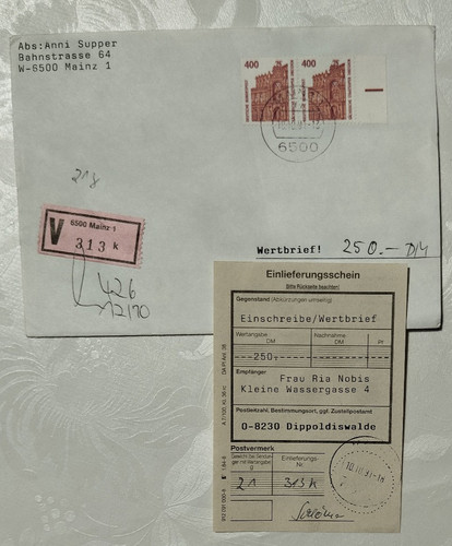 Brd 1991 wertbrief - wertbrief, 2x