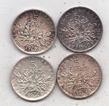 Frankreich France S 235 KM 926: 5 Francs 4 Stück Sammler collector lot