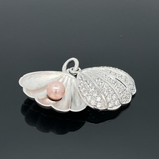 ANHÄNGER 925/-SILBER RHODINIERT MIT MUSCHELKERNPERLE & ZIRKONIA SCHMUCKJAGD