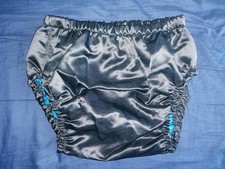 Windelhose / Windelslip Satin Weichfolie Schwarz Blau Gr. M