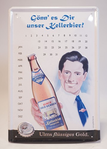 Vintage blechschild kalender - blechschild,