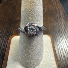 925 Sterling Silber Größe 7 Ring Wirbel Rosen Design CZ Funkeln Rund Kreis