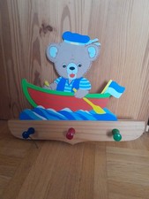 Vintage Garderobe, Kinderzimmer, Hakenleiste, Bär, Boot, Grossmann