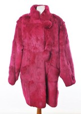 Pelzmantel rot 44 Kaninchen fuchsia Pelzbommel Pelz Mantel Wintermantel ELEGANT 