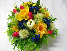 künstliches Frühlingsgesteck, Ostergesteck, 27 x 32cm (H x B) , in beiger Schale