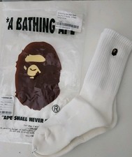1x A Bathing Ape Affe Kopf One Punkt Socken L Groß UK 9-11 Japan Bape Weiß Paar