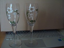 Laurent Perrier, Champagnerglas, Jouet Belle Epoque, 19 cm, handbemalt, 2 Stück