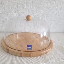 Kela Käseglocke Servierbrett Patisserie Kuchenglocke Kuchenplatte Holz Brett